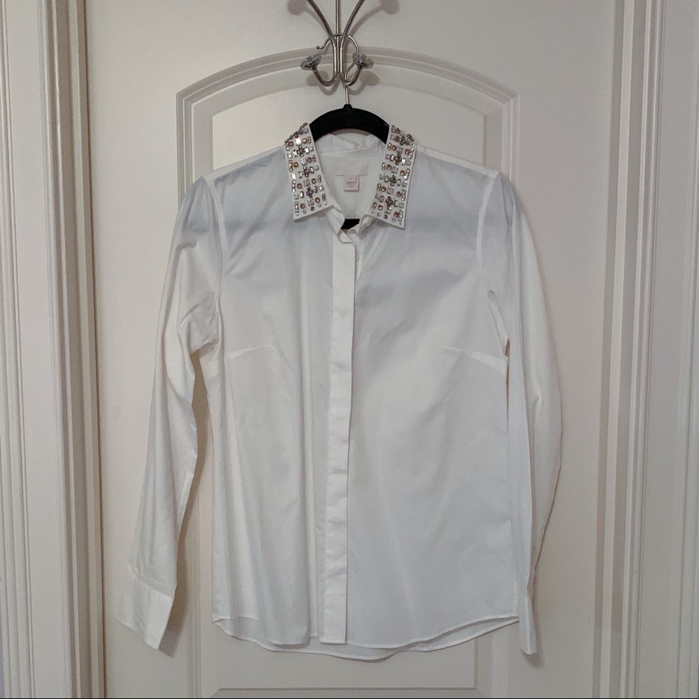 NWT J. Crew Jeweled-Collar Boy Blouse Size 4